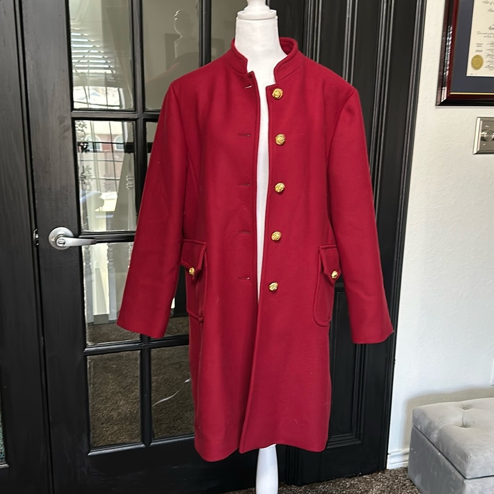 Zara Burgundy Coat with Gold Buttons